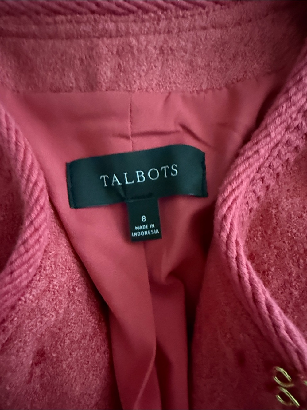 Talbots Raspberry Pink Military-Style Gold Button Jacket - Picture 2 of 6